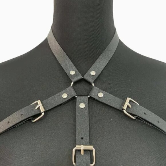 PU Leather Buckle Double Layer Harness Belt - Picture 4 of 5